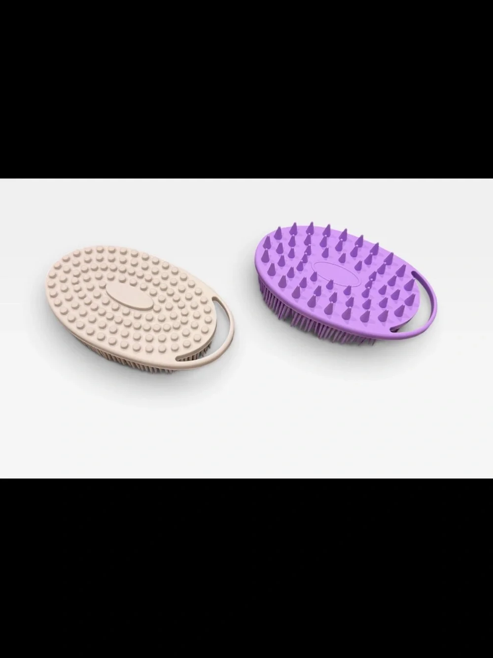 New- duo pack- Silicone Dual-Texture Bath Brush Set - Purple & Beige